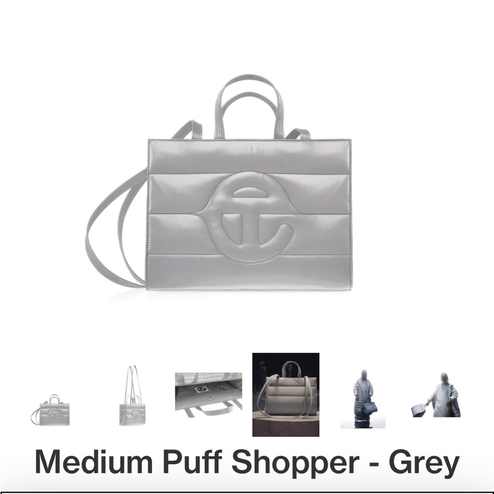Telfar Medium Puff Shopper Bags. Grey/Red/Green.